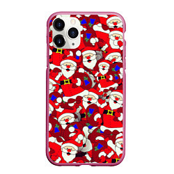 Чехол iPhone 11 Pro матовый Дед Санта, цвет: 3D-малиновый