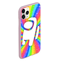 Чехол iPhone 11 Pro матовый AMONG US - РАДУЖНЫЙ, цвет: 3D-розовый — фото 2