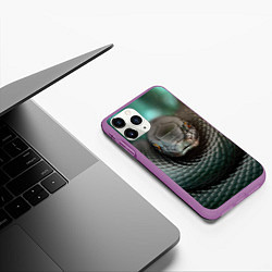 Чехол iPhone 11 Pro матовый Чёрная мамба, цвет: 3D-фиолетовый — фото 2