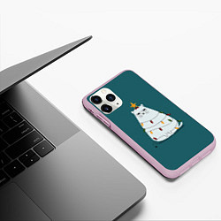 Чехол iPhone 11 Pro матовый Кото-ёлка, цвет: 3D-розовый — фото 2