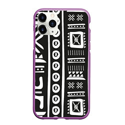 Чехол iPhone 11 Pro матовый Этнический узор, цвет: 3D-фиолетовый