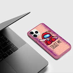 Чехол iPhone 11 Pro матовый AMONG US - Дитя, цвет: 3D-малиновый — фото 2