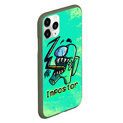 Чехол iPhone 11 Pro матовый AMONG US IMPOSTOR, цвет: 3D-темно-зеленый — фото 2