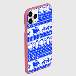 Чехол iPhone 11 Pro матовый AMONG US НОВОГОДНИЙ УЗОР, цвет: 3D-малиновый — фото 2