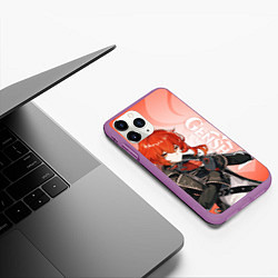 Чехол iPhone 11 Pro матовый GENSHIN IMPACT, ДИЛЮК, цвет: 3D-фиолетовый — фото 2