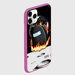Чехол iPhone 11 Pro матовый Among Us fire, цвет: 3D-фиолетовый — фото 2