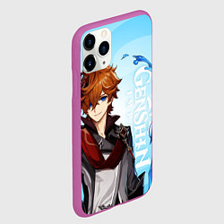 Чехол iPhone 11 Pro матовый GENSHIN IMPACT, ТАРТАЛЬЯ, цвет: 3D-фиолетовый — фото 2