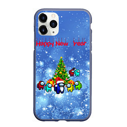 Чехол iPhone 11 Pro матовый Among Us New Year, цвет: 3D-серый