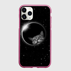 Чехол iPhone 11 Pro матовый Кот в Космосе, цвет: 3D-малиновый