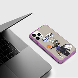 Чехол iPhone 11 Pro матовый Genshin impactАльбедо, цвет: 3D-фиолетовый — фото 2