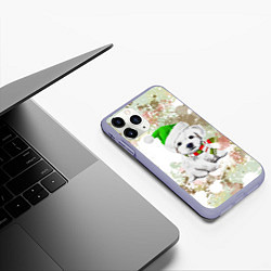 Чехол iPhone 11 Pro матовый Щенок, цвет: 3D-светло-сиреневый — фото 2