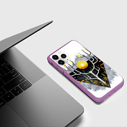 Чехол iPhone 11 Pro матовый Графит и золото: дерево жизни, цвет: 3D-фиолетовый — фото 2