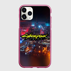 Чехол iPhone 11 Pro матовый Найт сити, цвет: 3D-малиновый