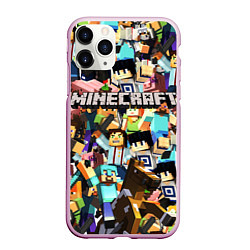 Чехол iPhone 11 Pro матовый MINECRAFT, цвет: 3D-розовый