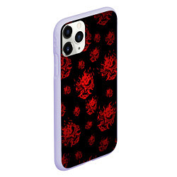 Чехол iPhone 11 Pro матовый Samurai pattern - красный, цвет: 3D-светло-сиреневый — фото 2