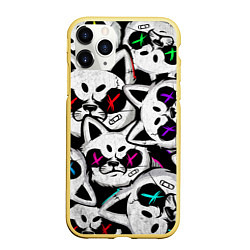 Чехол iPhone 11 Pro матовый Злые панды, цвет: 3D-желтый