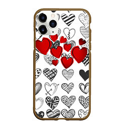 Чехол iPhone 11 Pro матовый Сердца, цвет: 3D-коричневый