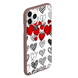 Чехол iPhone 11 Pro матовый Сердца, цвет: 3D-коричневый — фото 2