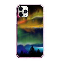 Чехол iPhone 11 Pro матовый Северное сияние, цвет: 3D-розовый