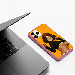 Чехол iPhone 11 Pro матовый Uraraka Ahegao Урарака, цвет: 3D-малиновый — фото 2