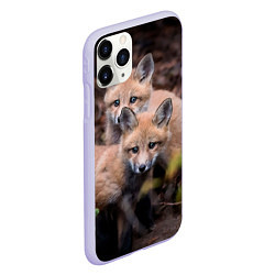 Чехол iPhone 11 Pro матовый Лисички фото, цвет: 3D-светло-сиреневый — фото 2