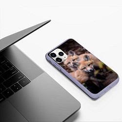 Чехол iPhone 11 Pro матовый Лисички фото, цвет: 3D-светло-сиреневый — фото 2