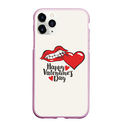 Чехол iPhone 11 Pro матовый Happy Valentines Day, цвет: 3D-розовый