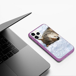 Чехол iPhone 11 Pro матовый Спящий Волк, цвет: 3D-фиолетовый — фото 2