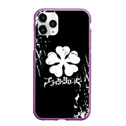 Чехол iPhone 11 Pro матовый Чёрный клевер, цвет: 3D-фиолетовый