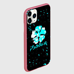 Чехол iPhone 11 Pro матовый Черный клевер, цвет: 3D-малиновый — фото 2