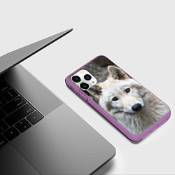 Чехол iPhone 11 Pro матовый Волк, цвет: 3D-фиолетовый — фото 2