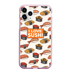 Чехол iPhone 11 Pro матовый I love sushi Я люблю суши