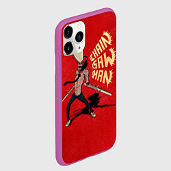 Чехол iPhone 11 Pro матовый Человек Бензопила, цвет: 3D-фиолетовый — фото 2