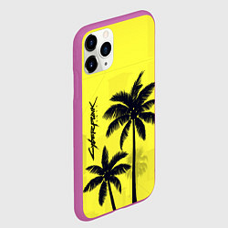 Чехол iPhone 11 Pro матовый Cyberpunk 2077 - Пальмы, цвет: 3D-фиолетовый — фото 2