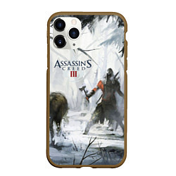 Чехол iPhone 11 Pro матовый Assassin’s Creed 3, цвет: 3D-коричневый