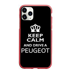 Чехол iPhone 11 Pro матовый Drive a Peugeot!, цвет: 3D-красный