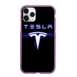 Чехол iPhone 11 Pro матовый TESLA, цвет: 3D-фиолетовый