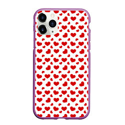 Чехол iPhone 11 Pro матовый Сердечки, цвет: 3D-фиолетовый