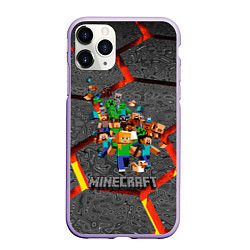 Чехол iPhone 11 Pro матовый MINECRAFT МАНКРАФТ, цвет: 3D-светло-сиреневый