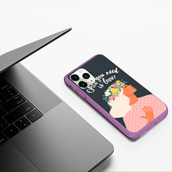 Чехол iPhone 11 Pro матовый All you need is love, цвет: 3D-фиолетовый — фото 2