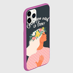 Чехол iPhone 11 Pro матовый All you need is love, цвет: 3D-фиолетовый — фото 2