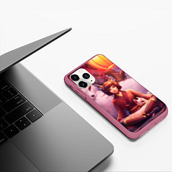 Чехол iPhone 11 Pro матовый Девушка-лиса, цвет: 3D-малиновый — фото 2