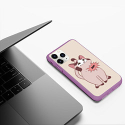 Чехол iPhone 11 Pro матовый Pop Cat, цвет: 3D-фиолетовый — фото 2