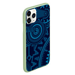 Чехол iPhone 11 Pro матовый Steampunk Mechanic Blue, цвет: 3D-салатовый — фото 2