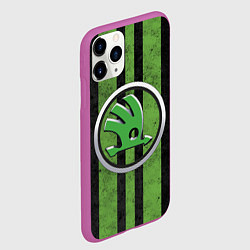 Чехол iPhone 11 Pro матовый Skoda Green Logo Z, цвет: 3D-фиолетовый — фото 2