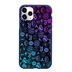 Чехол iPhone 11 Pro матовый ЛОГО ФУТБОЛЬНЫХ КОМАНД НЕОН, цвет: 3D-тёмно-синий
