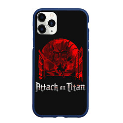 Чехол iPhone 11 Pro матовый Атака титанов, цвет: 3D-тёмно-синий