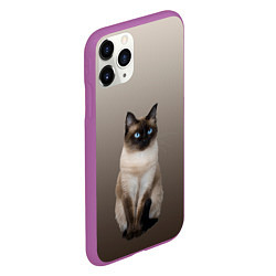 Чехол iPhone 11 Pro матовый Сиамский кот голубые глаза, цвет: 3D-фиолетовый — фото 2