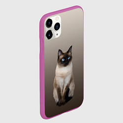 Чехол iPhone 11 Pro матовый Сиамский кот голубые глаза, цвет: 3D-фиолетовый — фото 2