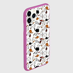 Чехол iPhone 11 Pro матовый Коты Паттерн, цвет: 3D-фиолетовый — фото 2